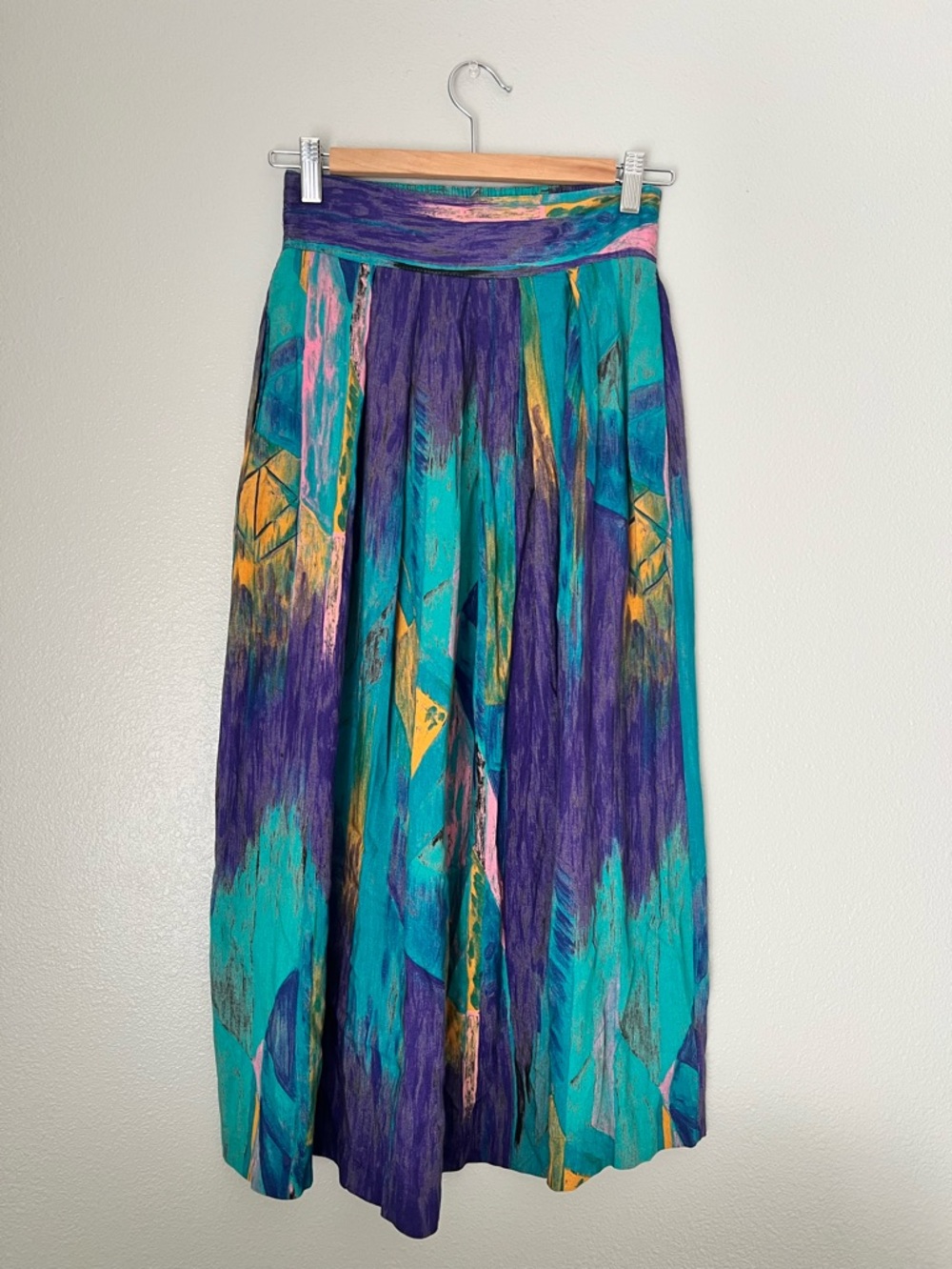 Vintage 80s Skirt, purple/turquoise/pink/black/orange, Small